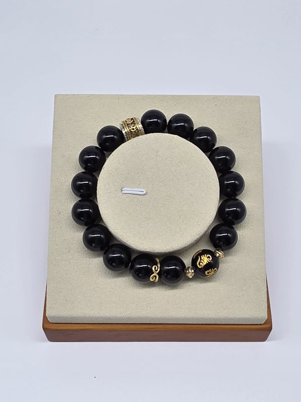 Black-Gold Zen Charm Bracelet