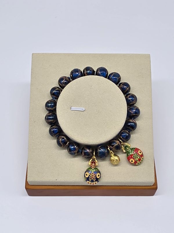 Deep Blue Gilded Bracelet with the Golden Beast Family (Medium)