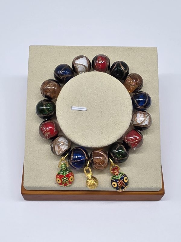 Incense Ash Glaze Bracelet with the Golden Beast Family (Large)